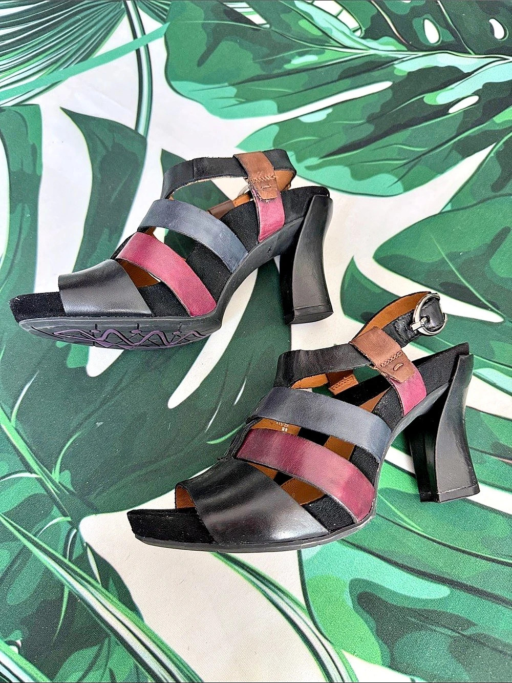Earthies Multicolor Strappy Platform Heels